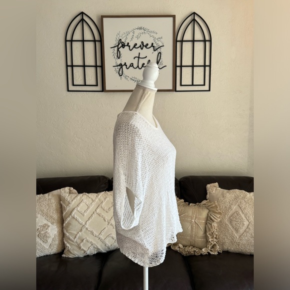 EILEEN FISHER Bateau-neck Top Cap-sleeve Sweater In White Size S Classic Casual - Picture 8 of 16